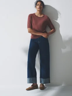 The Set 3 Pack Fine Knit T-Shirts Plum/Dark Pink/Brown Clearance