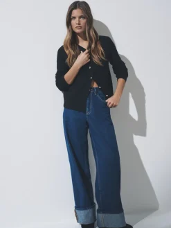 The Set 2 Pack Gold Button Knitted Cardigans With Wool Black/Grey Marl Hot