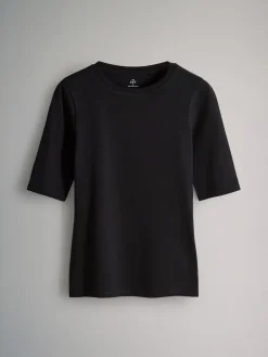 The Set 4 Pack Half Sleeve Fitted Crew Neck T-Shirts Black/White/Animal/Pink