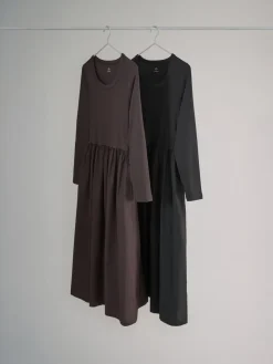 The Set 2 Pack Long Sleeve Jersey Woven Mix Dresses Black/Chocolate Brown Sale