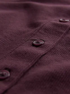 The Set 3 Pack Long Sleeve Button Through Rib T-Shirt Black/Chocolate Brown/Berry Clearance