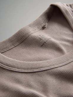 The Set 7 Pack Long Sleeve Ribbed T-Shirts Black/White/Grey Marl/Charcoal/Brown/Taupe Brown Online