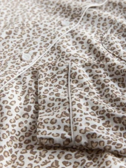 The Set 2 Pack Polyester Viscose Blend Button Through Long Pyjamas with Piping Animal/Pink Online