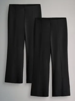 The Set 2 Pack Ponte Wide Leg Trousers Black Discount