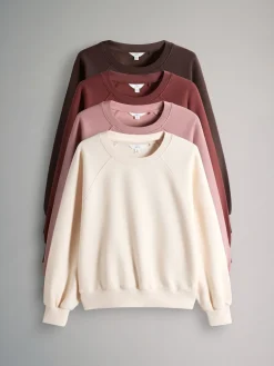 The Set 4 Pack Raglan Sweat Tops Chocolate Brown/Pinks/Cream Hot