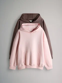 The Set 2 Pack Relaxed Hoodie Chocolate Brown/Pink Sale
