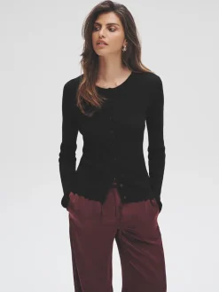 The Set 2 Pack Ribbed Knit Cardigans Black/Brown Discount