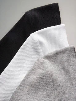 The Set 3 Pack Ribbed Long Sleeve Bodysuits Black/Grey/White Outlet