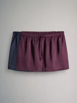 The Set 2 Pack Satin Pyjamas Shorts Burgundy/Navy Polka Dot Sale