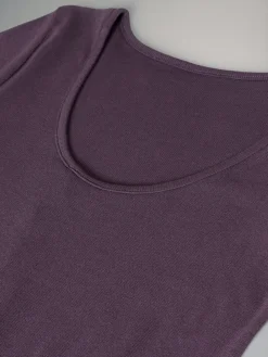 The Set 3 Pack Scoop Back Ribbed Bodycon Dress Black/Plum Purple/Chocolate Brown New