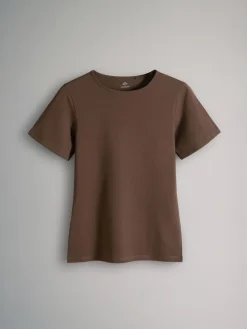 The Set 5 Pack Short Sleeve Fitted Crew Neck T-Shirts Black/Brown/Neutral/Nude/White Sale