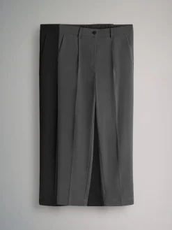 The Set 2 Pack Tapered Smart Trousers Black/Grey Best