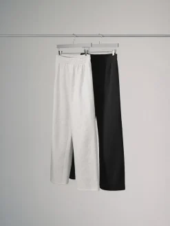 The Set 2 Pack Wide Leg Joggers Black/Grey Discount