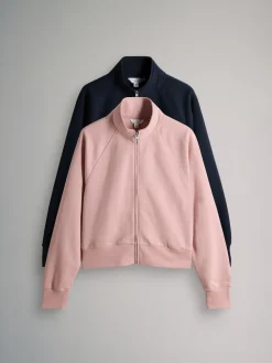 The Set 2 Pack Zip Cropped Funnel Neck Jackets Pink/Blue Hot