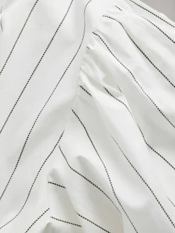 The Set Black/White Pinstripe Puff Sleeve Poplin Blouse 2 Pack Discount