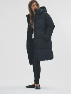 The Set Hooded Longline Padded Midi Coat Black Online