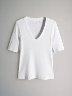 The Set Multi 5 Pack V-Neck Short Sleeve Ribbed T-Shirts New