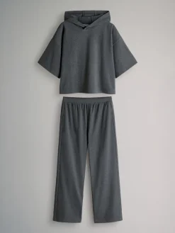 The Set Soft Touch Ribbed Sweat Hoodie And Joggers Set Grey Best