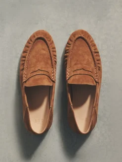 The Set Premium Suede Loafers Tan Brown Discount