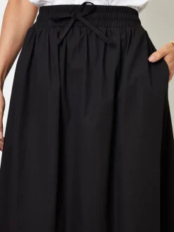 Threadbare Black Cotton Poplin Tie Waist Skirt with Pockets Hot