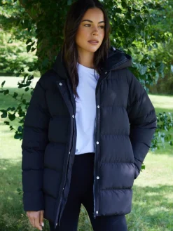 Threadbare Black Curve Puffer Jacket Online