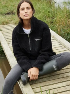 Threadbare Black Half Zip Borg Fleece Best