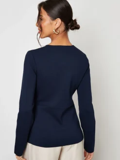 Threadbare Cinched Knitted Button Up Cardigan Blue New