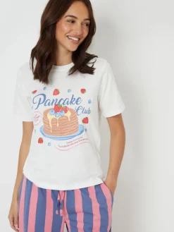 Threadbare Blue Graphic Print Short Sleeve Pyjamas Set Clearance
