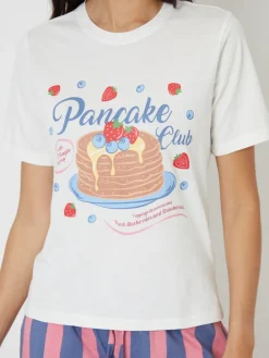 Threadbare Blue Graphic Print Short Sleeve Pyjamas Set Clearance