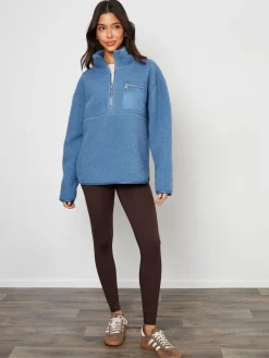 Threadbare Blue Half Zip Borg Fleece Clearance