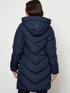 Threadbare Hooded Padded Mid Length Jacket Blue Hot