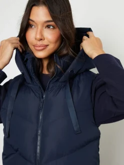 Threadbare Longline Padded Gilet Blue New