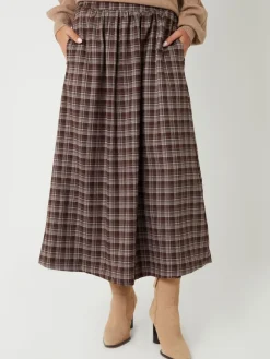 Threadbare Brown Check Pull On Midaxi Skirt Best