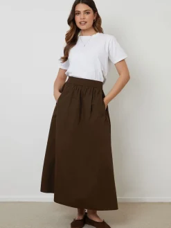 Threadbare Brown Midi Skirt with Pockets Outlet