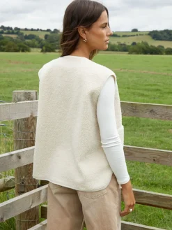 Threadbare Reversible Borg Gilet Cream