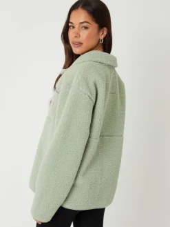 Threadbare Green Half Zip Borg Fleece Best