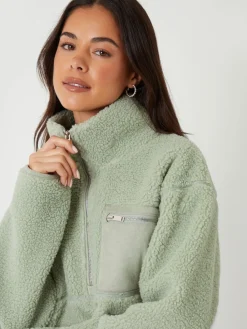 Threadbare Green Half Zip Borg Fleece Best