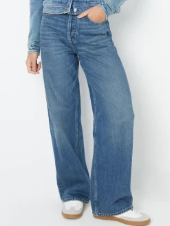 Threadbare Baggy Wide Leg Jeans Mid Blue