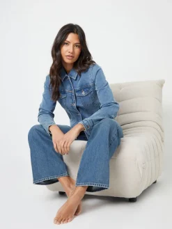 Threadbare Baggy Wide Leg Jeans Mid Blue