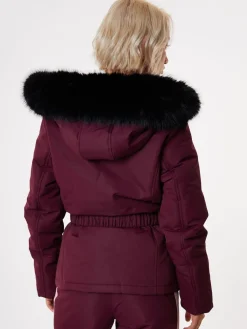 Threadbare Belted Padded Ski Jacket Red Discount