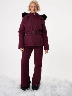 Threadbare Belted Padded Ski Jacket Red Discount