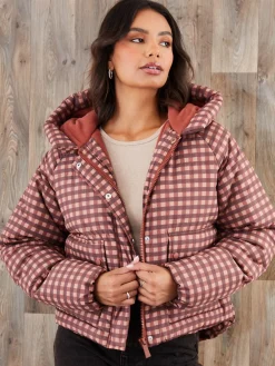 Threadbare Hooded Padded Jacket Red Hot