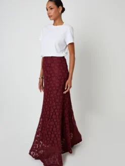 Threadbare Pull On Lace Maxi Skirt Red New
