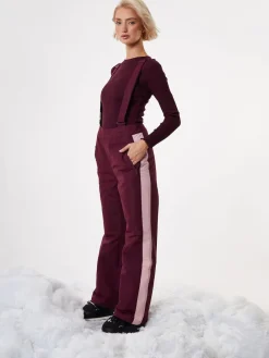 Threadbare Red Side Stripe Padded Ski Trousers with Braces Outlet