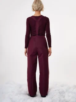 Threadbare Red Side Stripe Padded Ski Trousers with Braces Outlet