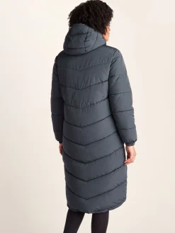 Tog 24 Raleigh Thermal Padded Hooded Long Coat Blue New