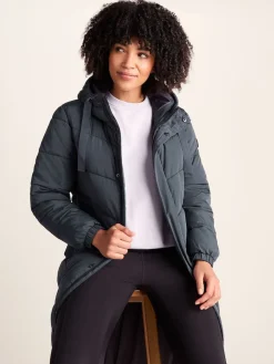 Tog 24 Raleigh Thermal Padded Hooded Long Coat Blue New