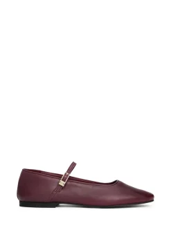Tommy Hilfiger Red Leather Mary Jane Ballerinas