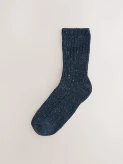 Next Tonal Blue Thermal Wool Blend Ankle Socks 3 Pack With Silk Outlet