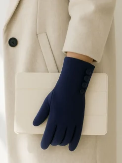 Totes Blue Thermal SmarTouch Gloves With Button Details Sale